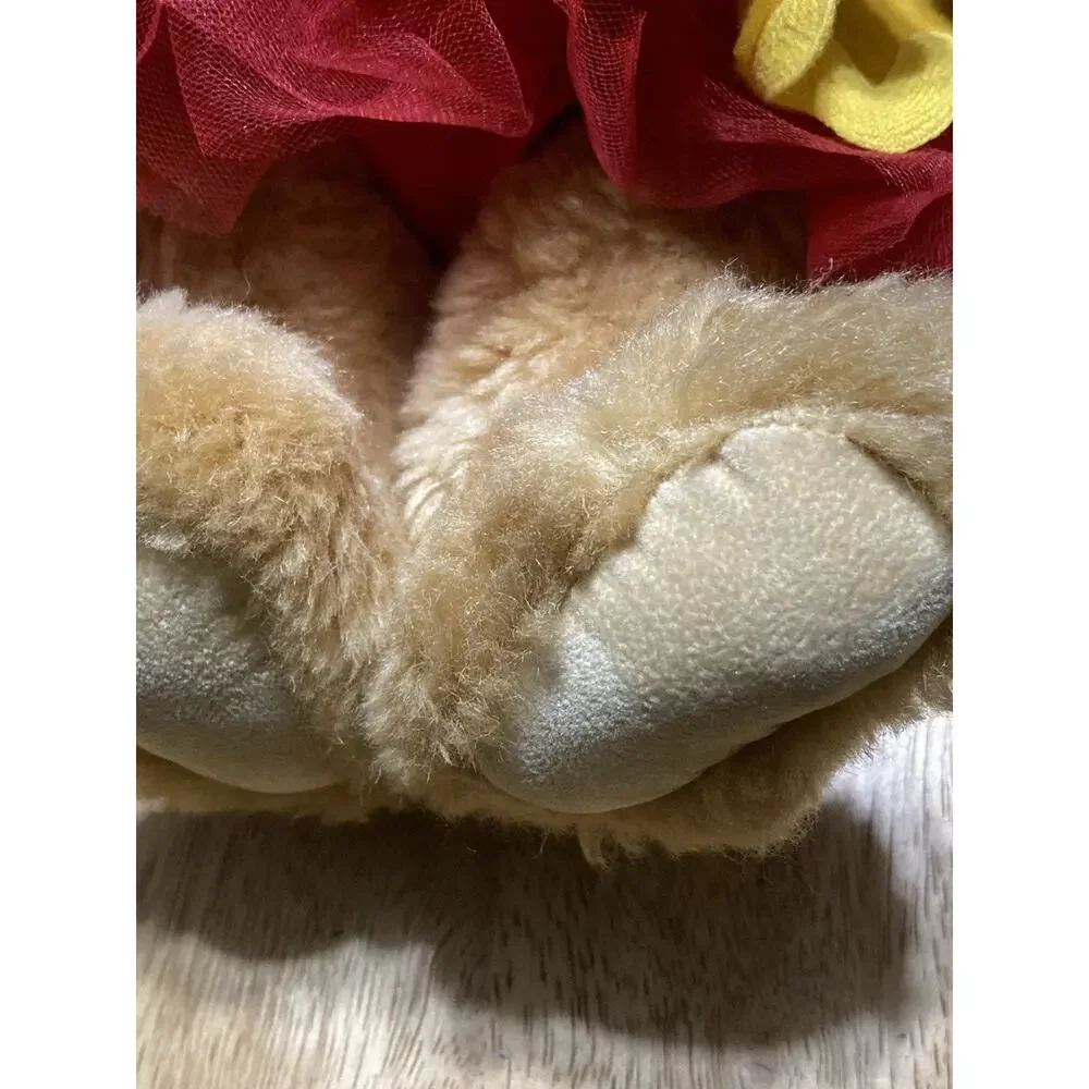 Authentic Vermont Teddy Bear Plush Jointed Suede Pads Yellow Felt Dress Red Tutu
